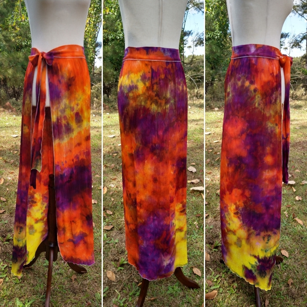 Sunset Ice Dye Beach Skirt/Coverup